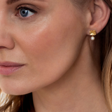 Firkløver halskæde med perlevedhæng, forgyldt