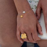 Firkløver armbånd 18 karat guld, justerbar længde