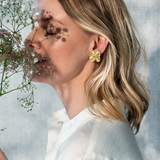 Firkløver Statement Øreclips, forgyldt