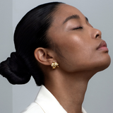 Rosenblad hoop øreringe med diamanter, forgyldt