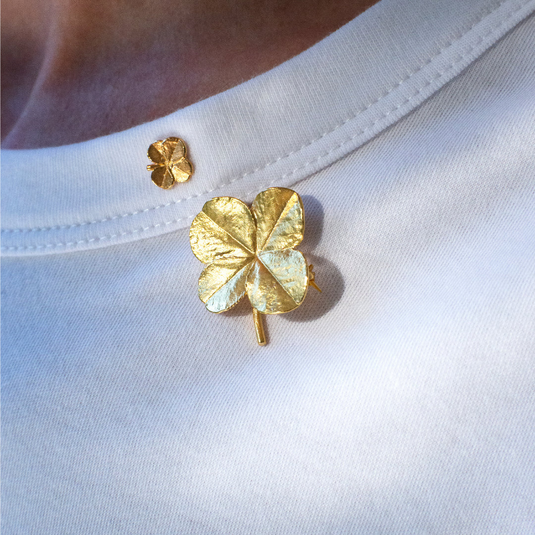 Firkløver pin 18 karat guld