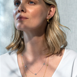 Forglemmigej halskæde sølv med justerbar kæde