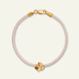 Firkløver silkearmbånd rosa, forgyldt