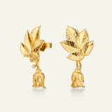 Rosenblad øreringe med aftagelige roser og diamanter, forgyldt