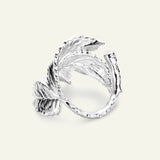 Rosenblad statement ring med diamant, sølv