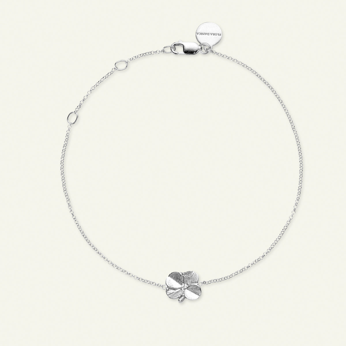 Firkløver armbånd sølv, justerbar længde