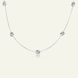 Firkløver halskæde med fem kløvere, sølv