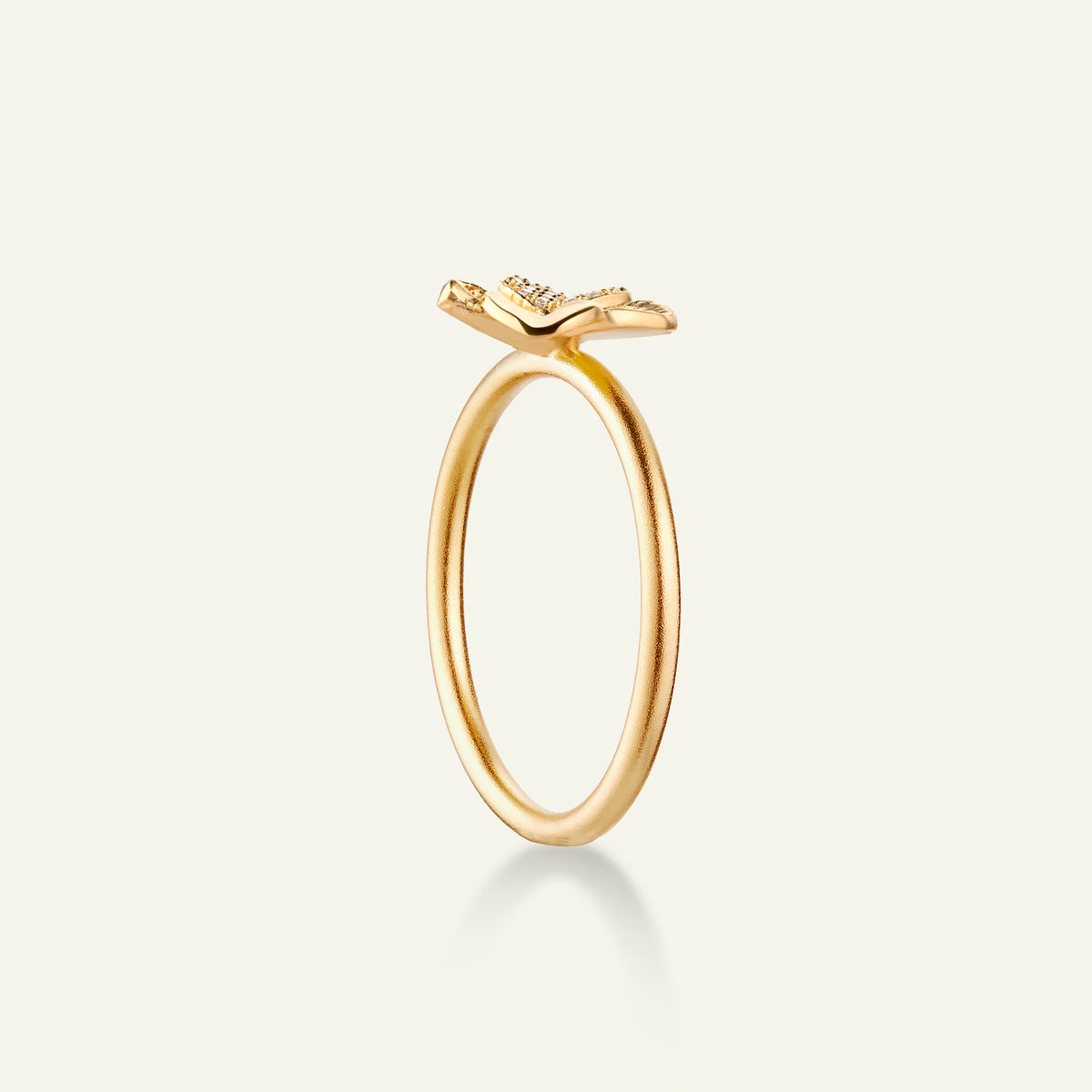 Firkløver ring pavé forgyldt
