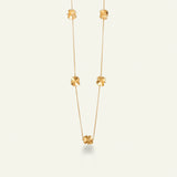 Firkløver halskæde med fem forgyldte kløvere, forgyldt