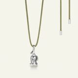 Rose med diamant på silkehalskæde, sølv