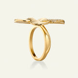 Firkløver Statement ring pavé forgyldt