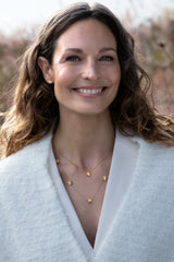 Firkløver halskæde med fem forgyldte kløvere, forgyldt