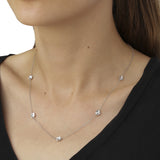 Forglemmigej halskæde sølv med justerbar kæde