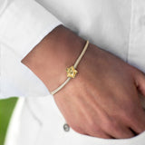 Forglemmigej blomst, silkearmbånd champagne, guld