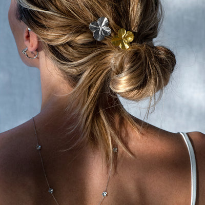 Firkløver hair clip, forgyldt