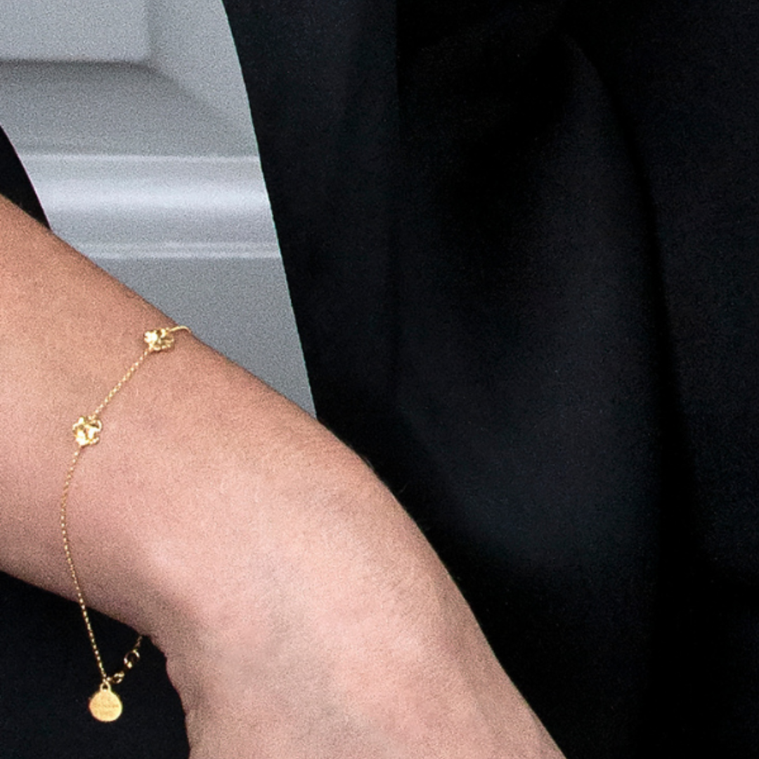 Forglemmegei armbånd forgylt, justerbar lengde