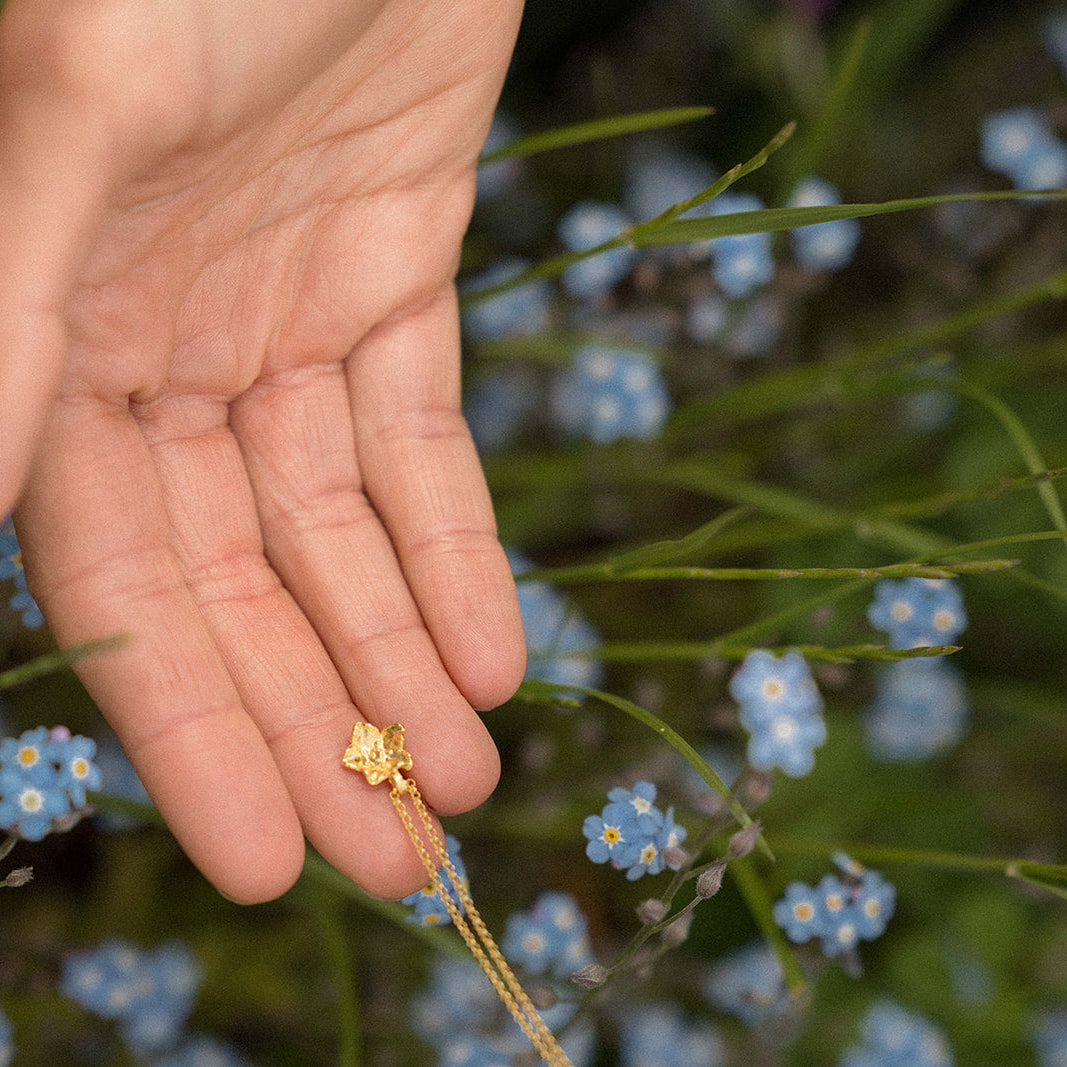 Forglemmigej Blomst Halskæde med Vedhæng, Forgyldt