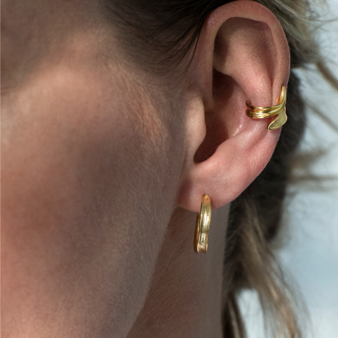 Græs ear cuff forgyldt
