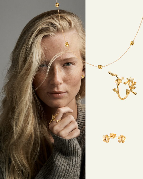 Forglemmigej Halskæde, Statement Ring og Små Ørestikkere