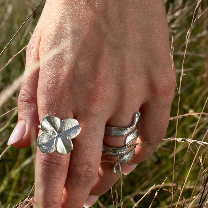 Firkløver Statement ring sølv