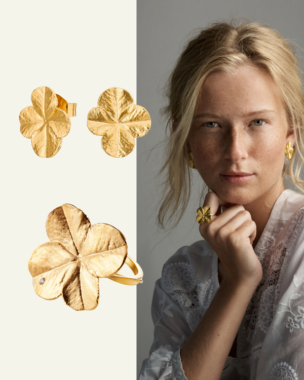 Firkløver Statement ring og Statement Ørestikkere