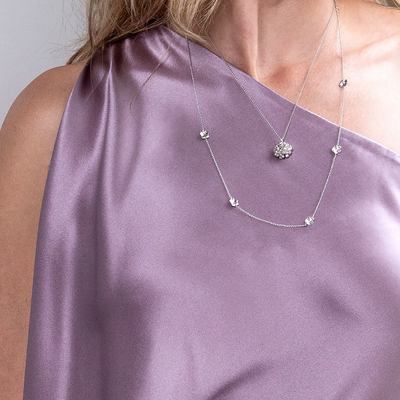 Dild halskæde med vedhæng sølv, justerbar kæde