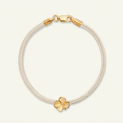 Firkløver silkearmbånd champagne, guld