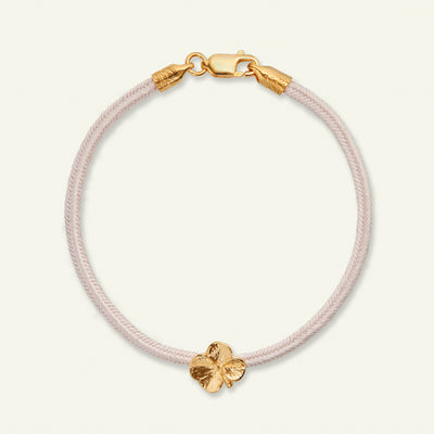 Firkløver silkearmbånd rosa, forgyldt