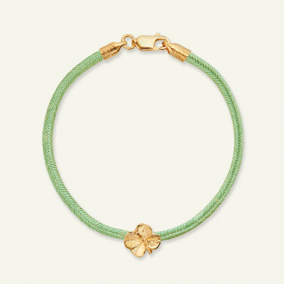 Firkløver silkearmbånd lysegrøn, guld