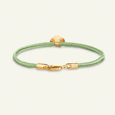 Firkløver silkearmbånd lysegrøn, guld