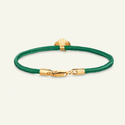 Firkløver silkearmbånd mørkegrøn, guld