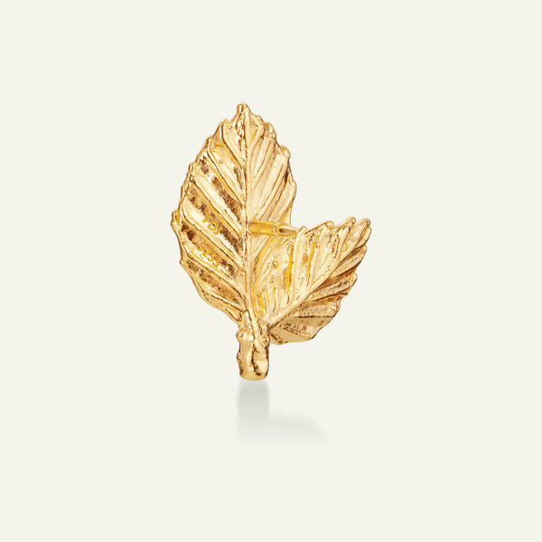 Bøgeblad pin 18 karat guld