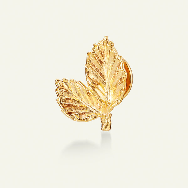 Bøkeblad pin forgylt
