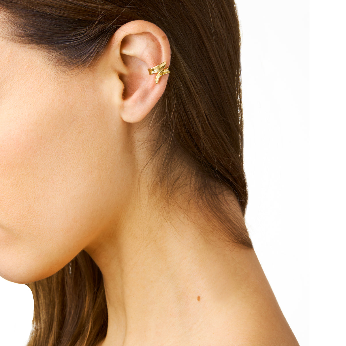 Græs ear cuff forgyldt