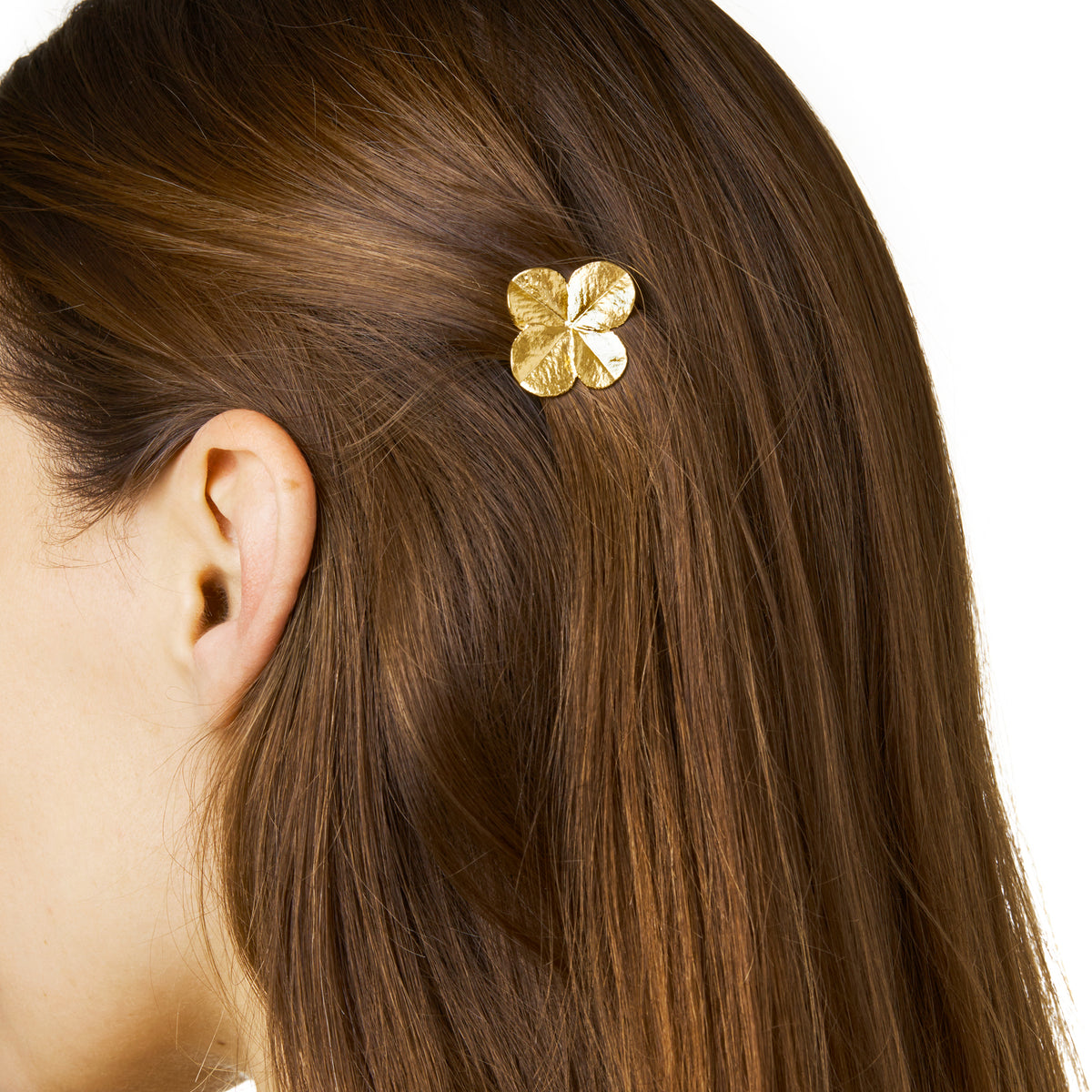 Firkløver hair clip, forgylt