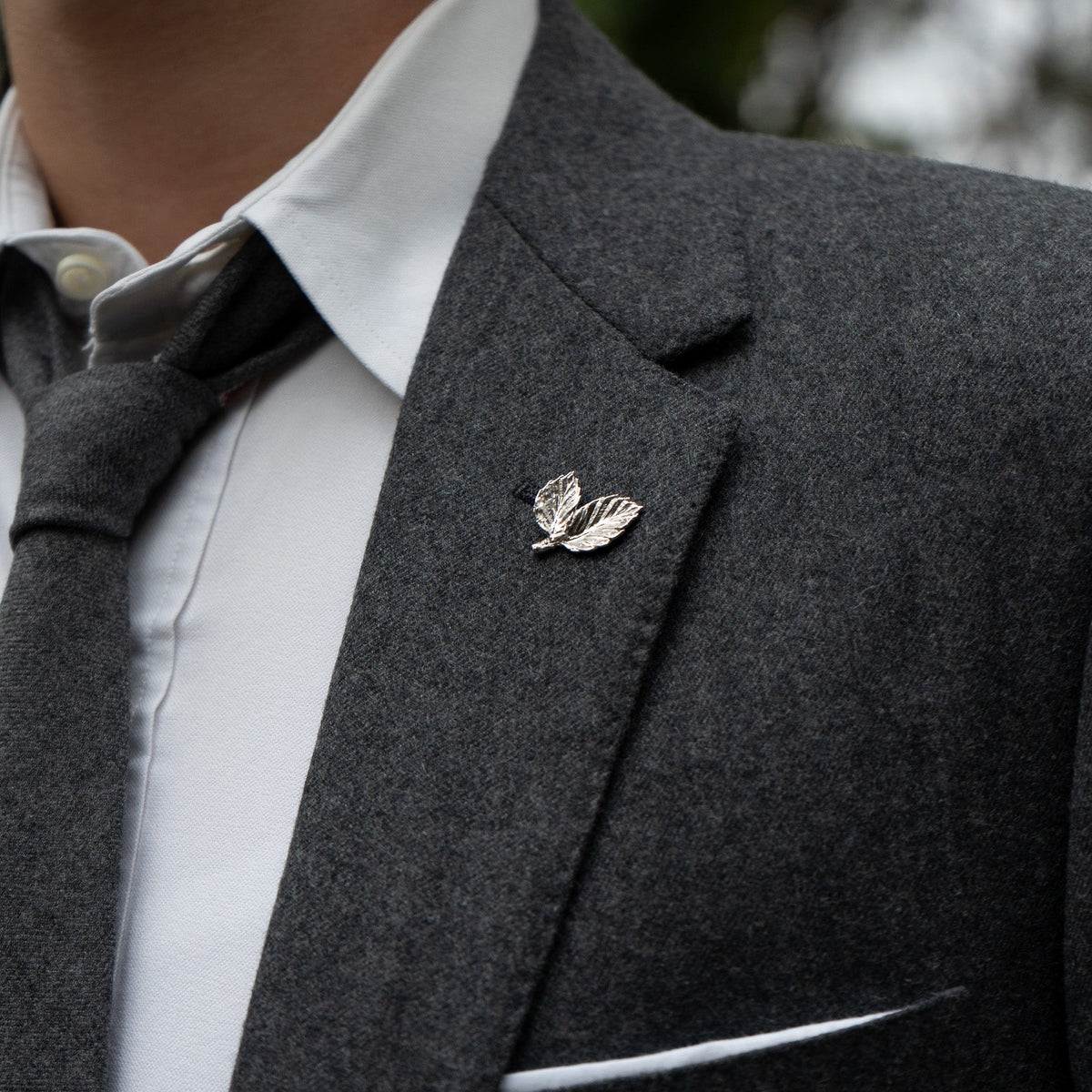 Bøgeblad pin sølv