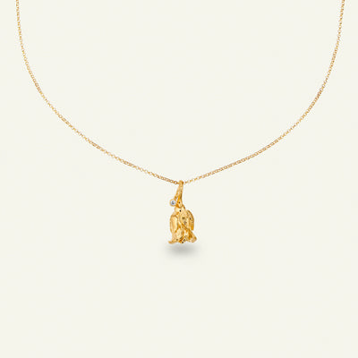 Rose halskæde med vedhæng og diamant, forgyldt