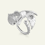 Rosenblad statement ring med diamant, sølv