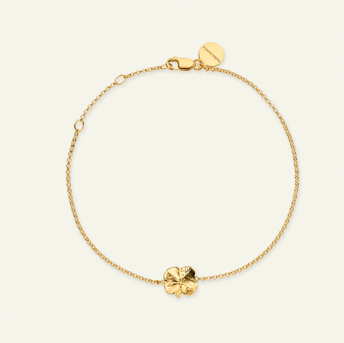 Firkløver armbånd forgyldt, justerbar længde