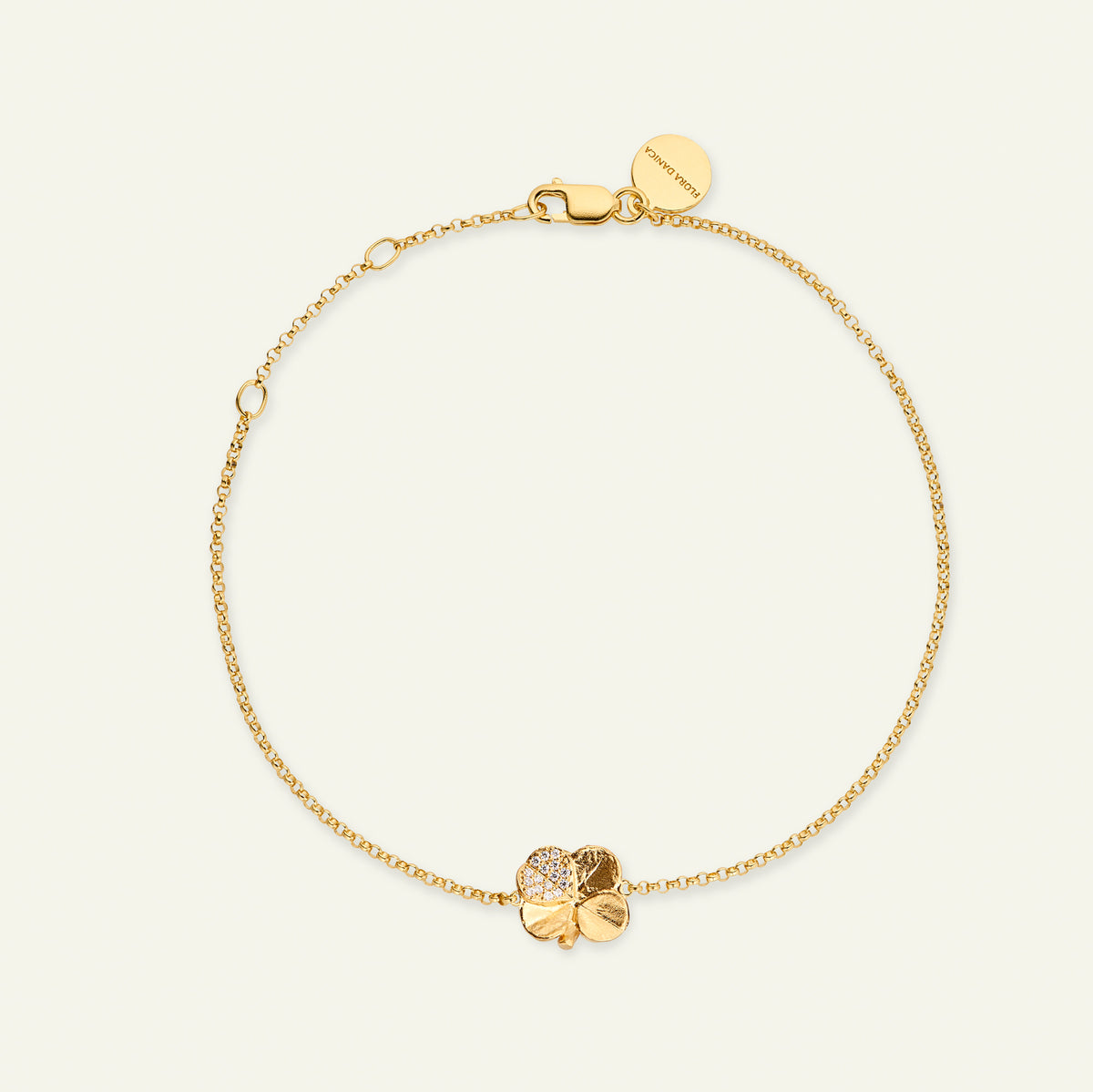 Firkløver armbånd pavé forgyldt