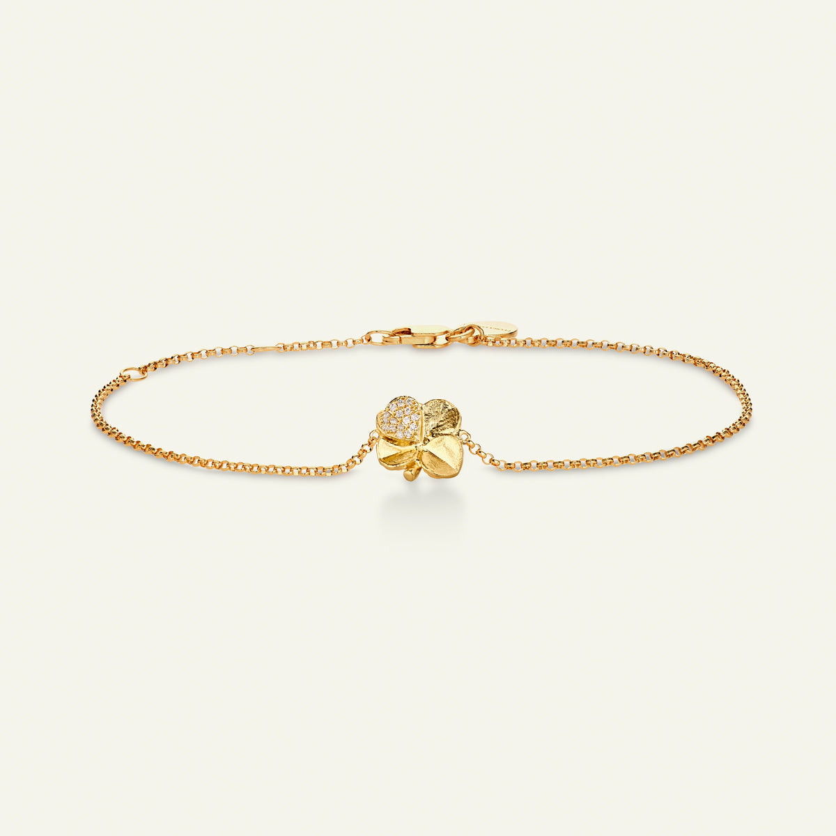 Firkløver armbånd pavé forgyldt