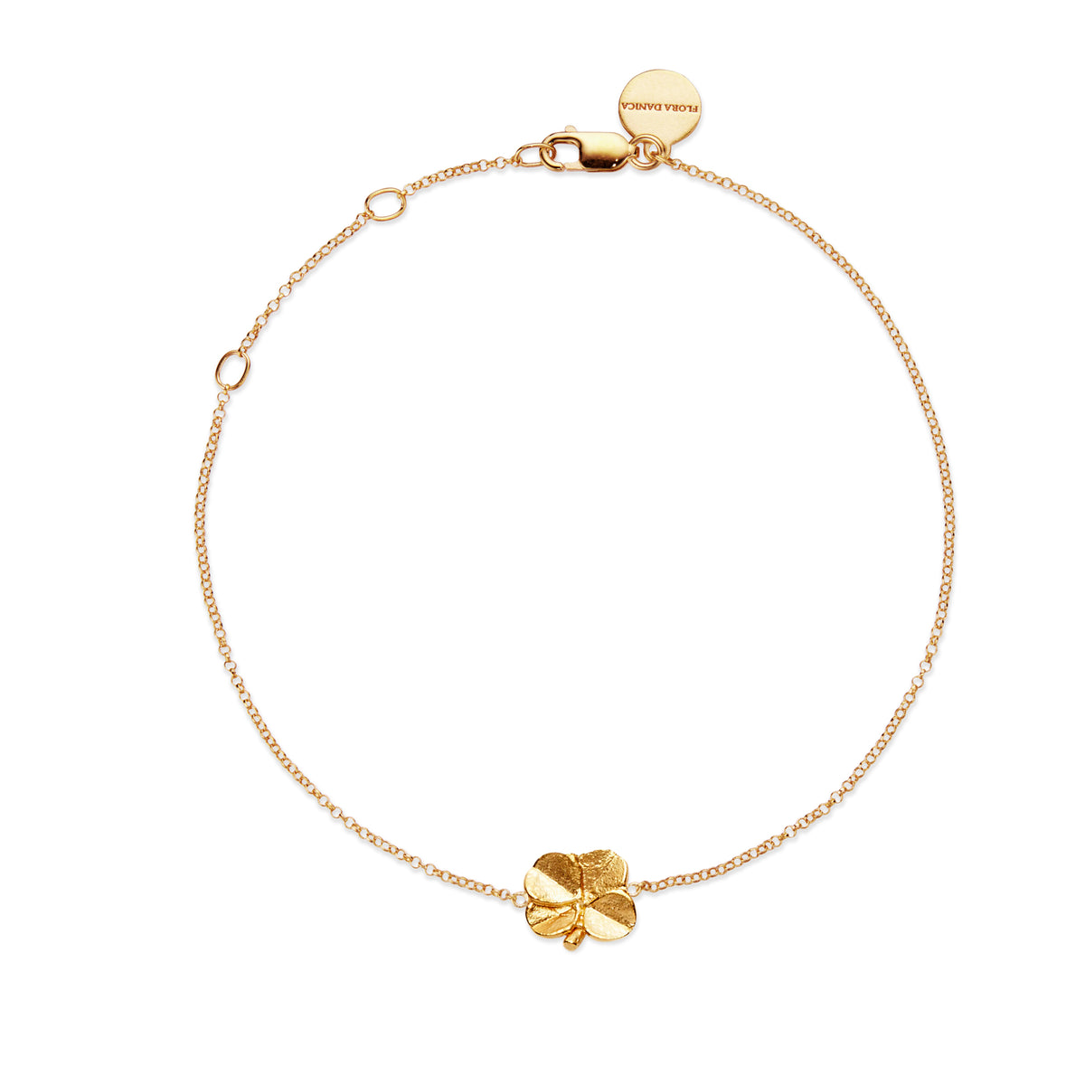 Firkløver armbånd 18 karat guld, justerbar længde