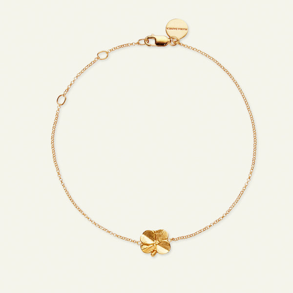 Firkløver armbånd forgyldt, justerbar længde