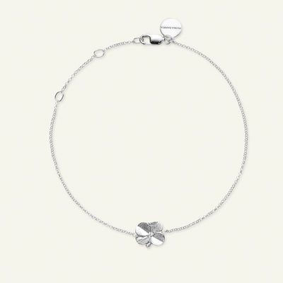 Firkløver armbånd sølv, justerbar længde
