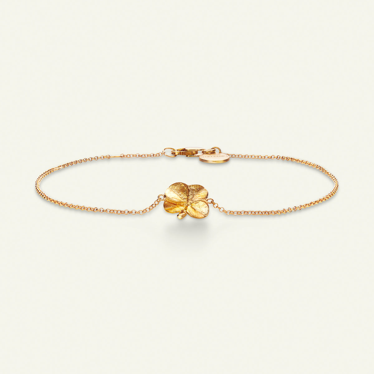 Firkløver armbånd forgyldt, justerbar længde