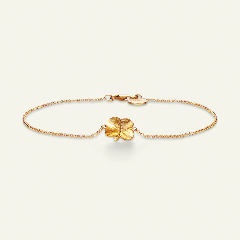 Firkløver armbånd forgyldt, justerbar længde