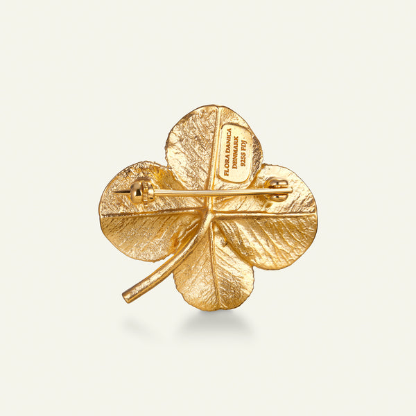 Firkløver broche forgyldt