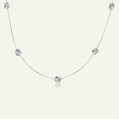 Firkløver halskæde med fem kløvere, sølv