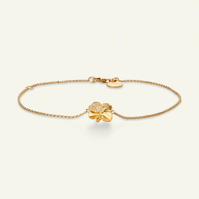 Firkløver armbånd pavé forgyldt