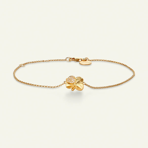 Firkløver armbånd pavé forgyldt